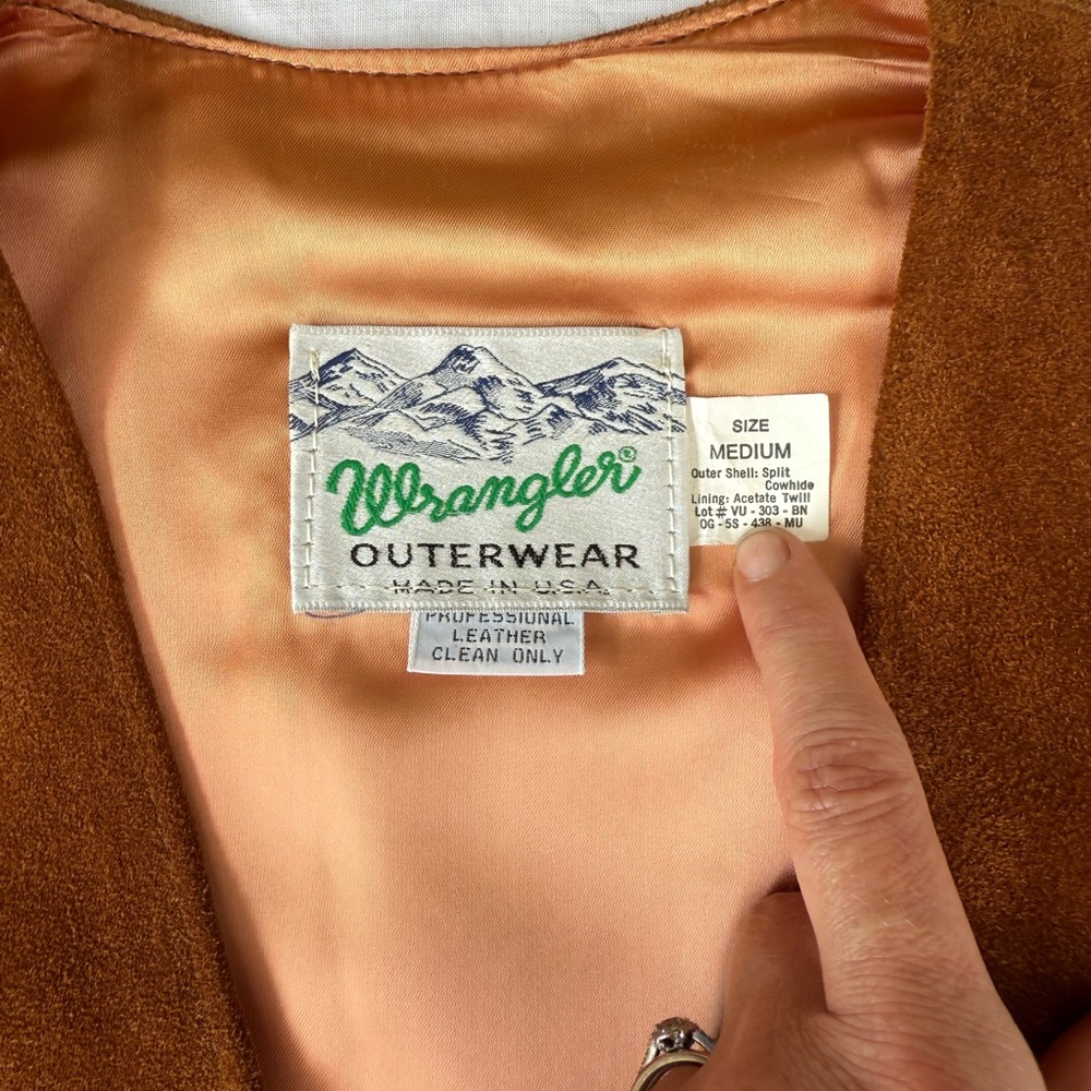 Wrangler Vintage 70’s Cowhide Leather Vest, Sz M - Picture 3 of 10